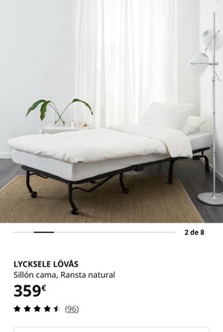 Sofá Cama Individual Blanco Ikea Lycksele