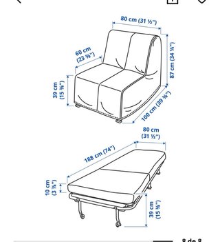Sofá Cama Individual Blanco Ikea Lycksele