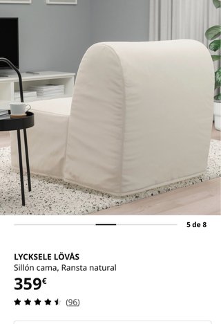 Sofá Cama Individual Blanco Ikea Lycksele