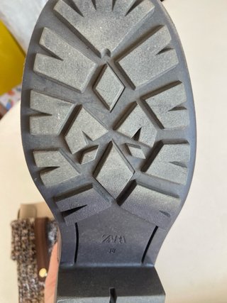 Botines Zara Piel Marrón Tejido