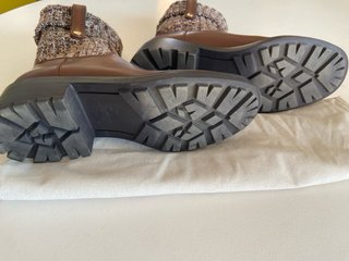 Botines Zara Piel Marrón Tejido