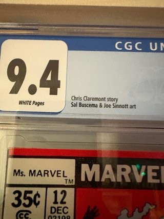 Ms. Marvel #12 (1977) CGC 9.4 White Pages