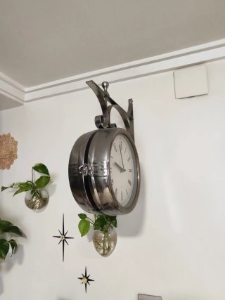 Reloj de Pared Doble Cara Estilo Estación
