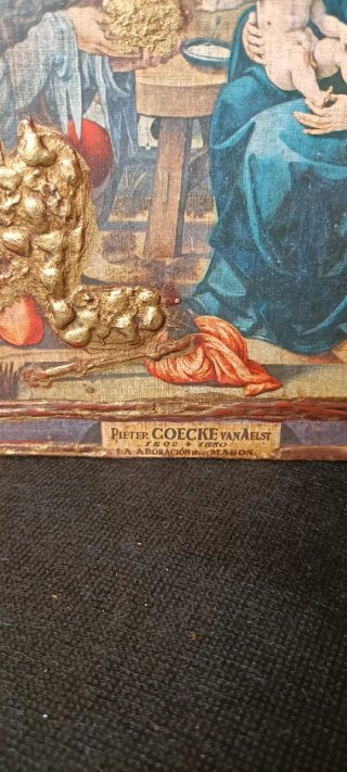 Antiguo Tríptico Retablo Religioso