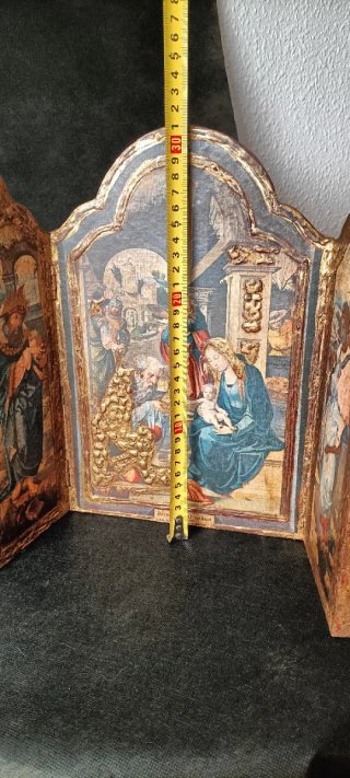 Antiguo Tríptico Retablo Religioso