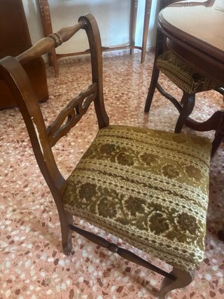 Mesa comedor vintage madera + 4 sillas