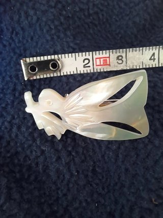 Pareja Broches Nácar Tallado Aves Vintage