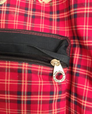 Mochila Pepe Jeans cuadros roja