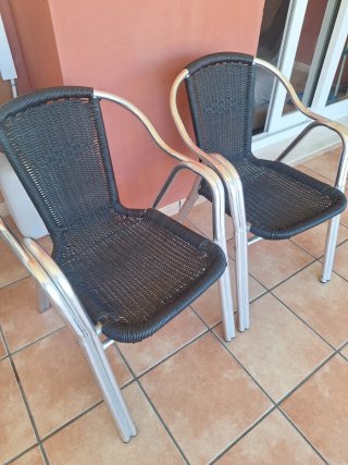 2 Sillas Terraza Metal Mimbre Negro