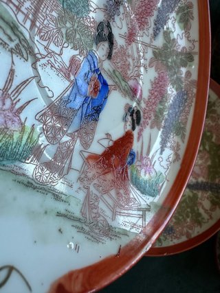 Pareja Tazas Té Porcelana Japonesa Vintage