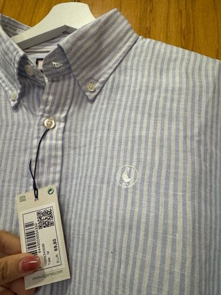 Camisa Lino El Ganso Rayas Azul y Blanco