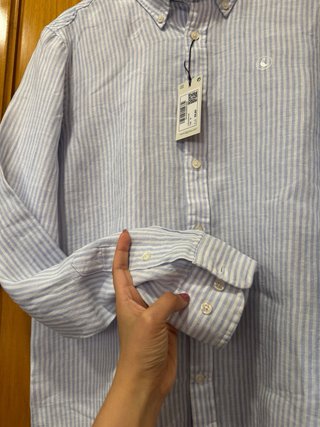 Camisa Lino El Ganso Rayas Azul y Blanco