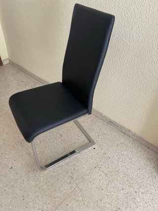 Silla Comedor Negra Piel Sintética
