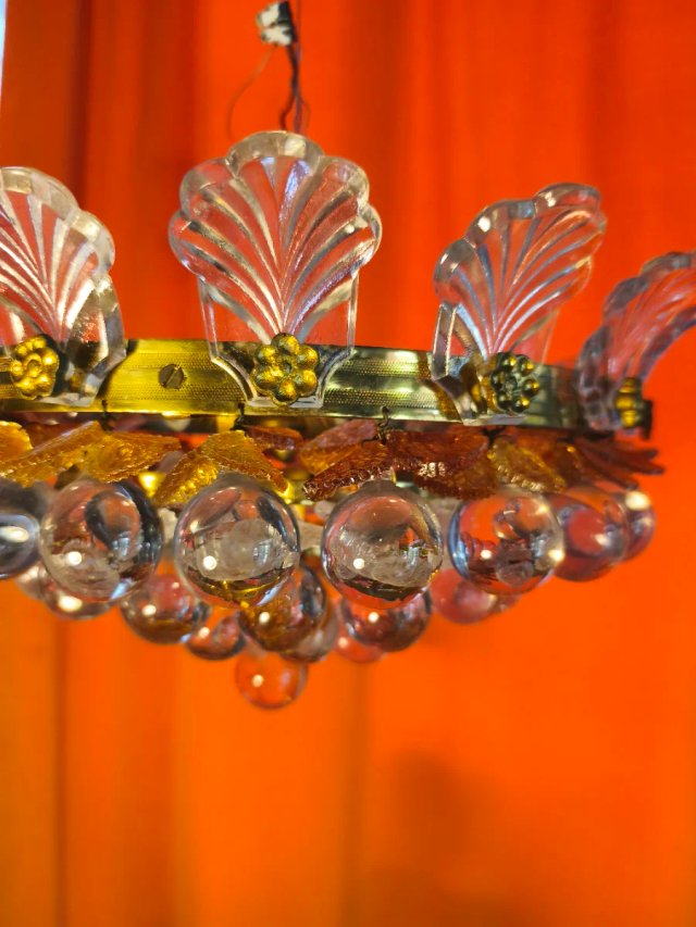 Lámpara Murano Cristal y Metal Dorado