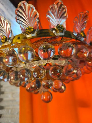 Lámpara Murano Cristal y Metal Dorado