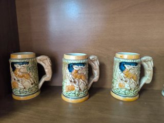 Jarra y Vasos Cerveza Antiguos Cerámica