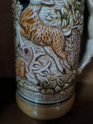 Jarra y Vasos Cerveza Antiguos Cerámica