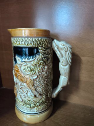 Jarra y Vasos Cerveza Antiguos Cerámica