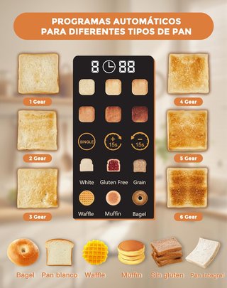 Tostadora Digital Inteligente Ranuras Anchas