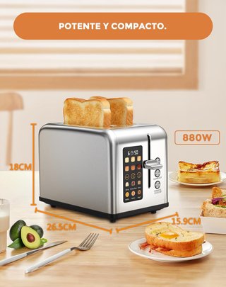 Tostadora Digital Inteligente Ranuras Anchas