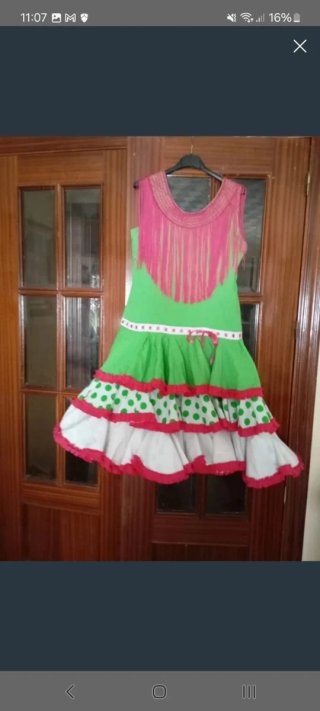Vestido de gitana verde y rosa