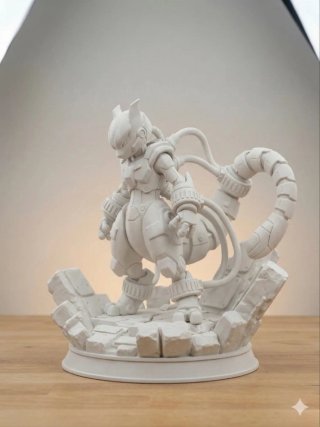 Statua Mewtwo Armored - Pokémon (Custom/White)