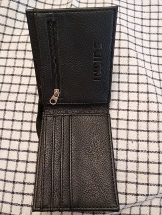 Cartera de hombre piel negra con elástico