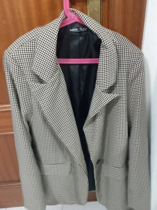 Americana cuadros marrón y verde SHEIN Talla M