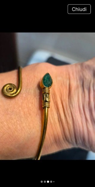 Braccialetto vintage ottone e smeraldo