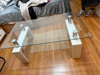 Mesa de centro cristal y metal
