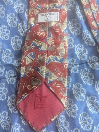 Corbata Seda Azul con Puntos Dorados