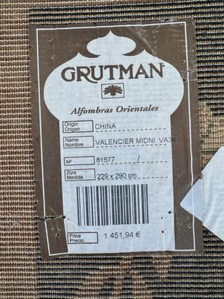 Alfombra Grutman Lana Beige/Negro