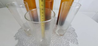 7 Vasos Tubo Ámbar y Transparentes