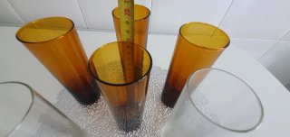 7 Vasos Tubo Ámbar y Transparentes