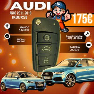 Llave Mando Audi A1/Q3 2011-2018 433MHz