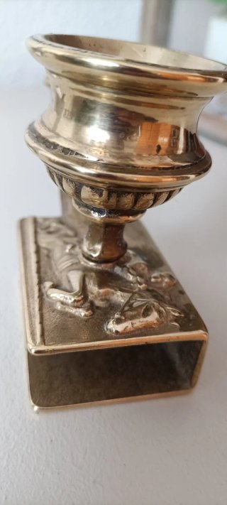 Antigua Palmatoria Candelabro Mano Bronce