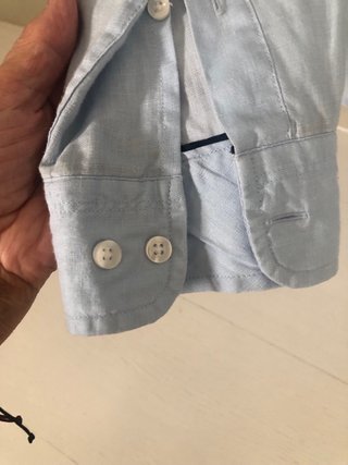 Camisa Lino Hombre Cuello Mao Azul Claro Talla L