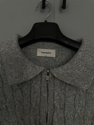 Jersey punto trenzado cuello polo cremallera L