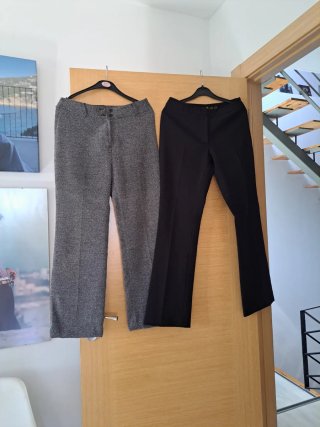 Pantalones rectos anchos grises y negros