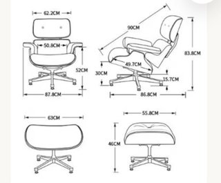 Butaca Sillón Piel y Madera con Otomana