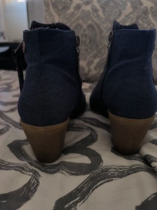 Botines azules tela vaquera tacón