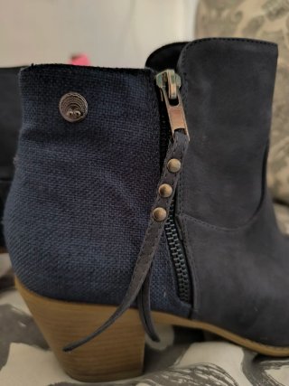 Botines azules tela vaquera tacón