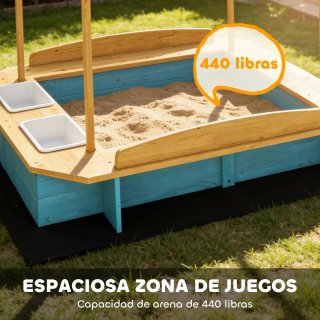 Arenero Madera Niños con Techo y Bancos