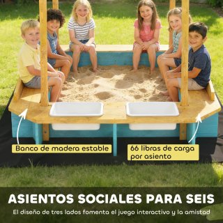 Arenero Madera Niños con Techo y Bancos
