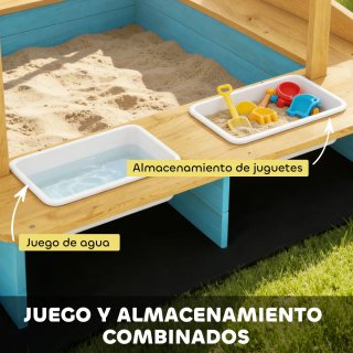 Arenero Madera Niños con Techo y Bancos