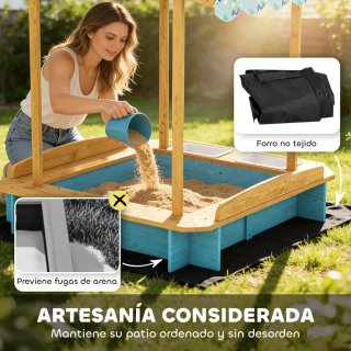 Arenero Madera Niños con Techo y Bancos