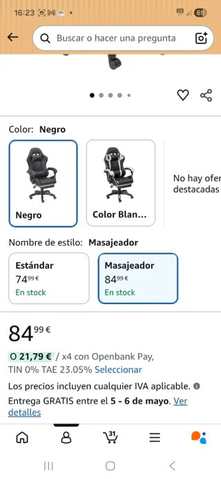 Sillón de ordenador negro
