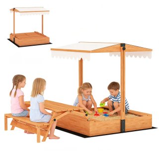 Arenero Madera Niños Toldo Ajustable