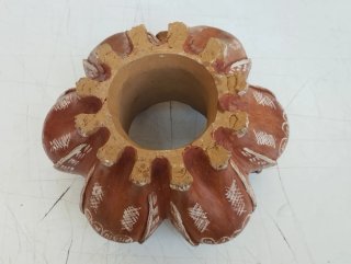 Antico fischietto multiplo in terracotta con gufi