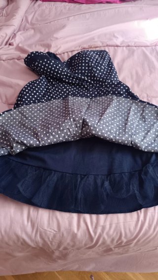 Vestido fiesta lunares azul y blanco talla 42